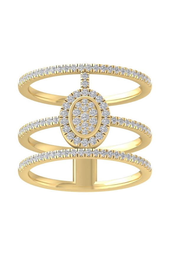 FINE JEWELRY 14K Yellow Gold Round-shape Diamond Composite Ring (1/2 cttw, I2-I3 Clarity, I-J Color) Size 7.5