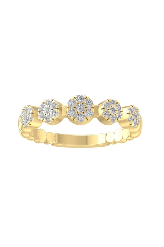 FINE JEWELRY 14K Yellow Gold Round-shape Diamond Composite Ring (1/2 cttw, I2-I3 Clarity, I-J Color) Size 7