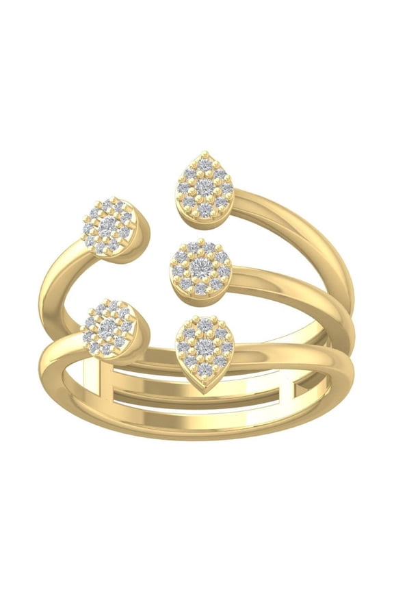 FINE JEWELRY 14K Yellow Gold Round-shape Diamond Composite Ring (1/4 cttw, I2-I3 Clarity, I-J Color) Size 5.5