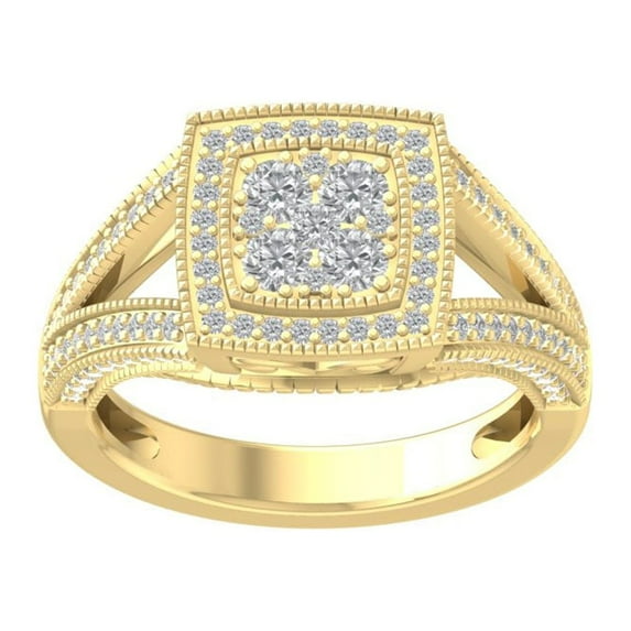 ARAIYA FINE JEWELRY 14K Yellow Gold Round-shape Diamond Composite Ring (3/4 cttw, I2-I3 Clarity, I-J Color) Size 10