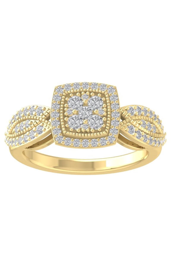 FINE JEWELRY 14K Yellow Gold Round-shape Diamond Composite Ring (5/8 cttw, I2-I3 Clarity, I-J Color) Size 10