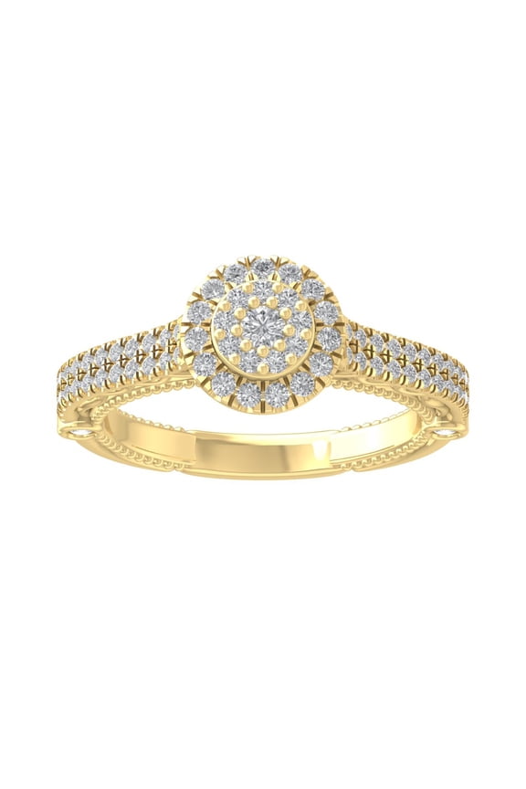 FINE JEWELRY 14K Yellow Gold Round-shape Diamond Composite Ring (5/8 cttw, I2-I3 Clarity, I-J Color) Size 8