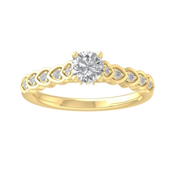 ARAIYA FINE JEWELRY 14K Yellow Gold Round-shape Diamond Engagement Ring (5/8 cttw, I2-I3 Clarity, I-J Color) Size 5
