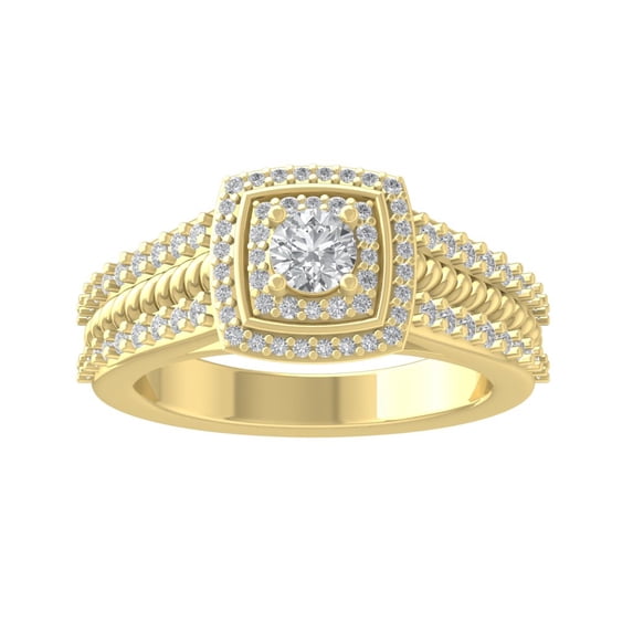 ARAIYA FINE JEWELRY 14K Yellow Gold Round-shape Diamond Engagement Ring (7/8 cttw, I2-I3 Clarity, I-J Color) Size 6