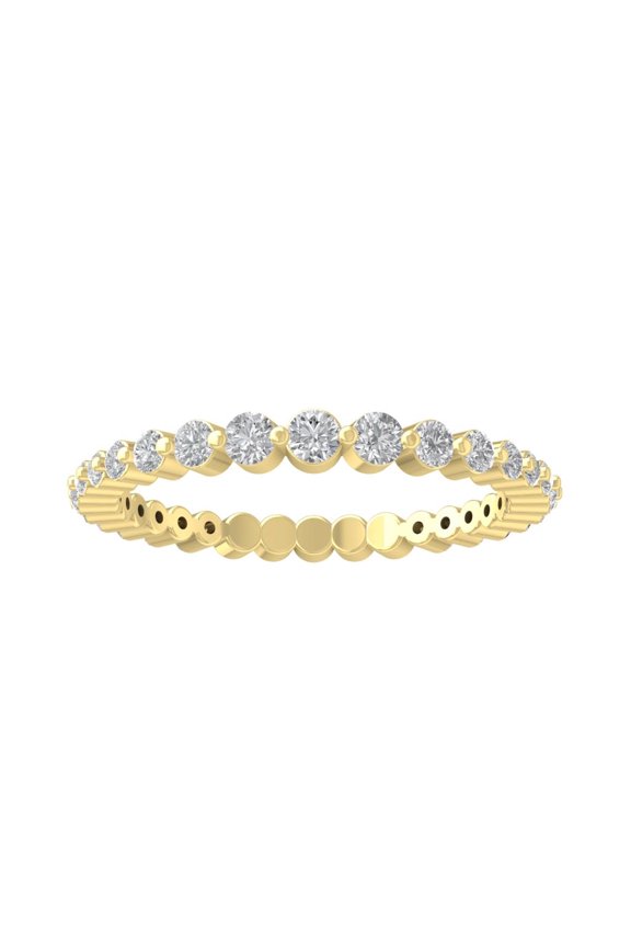 FINE JEWELRY 14K Yellow Gold Round-shape Diamond Eternity Ring (1/2 cttw, I2-I3 Clarity, I-J Color) Size 5