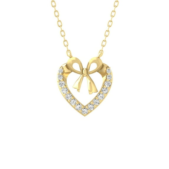 ARAIYA FINE JEWELRY 14K Yellow Gold Round-shape Diamond Heart Pendant with Yellow Plating Cable Chain Necklace (1/6 cttw, I-J Color, I2-I3 Clarity) 18"
