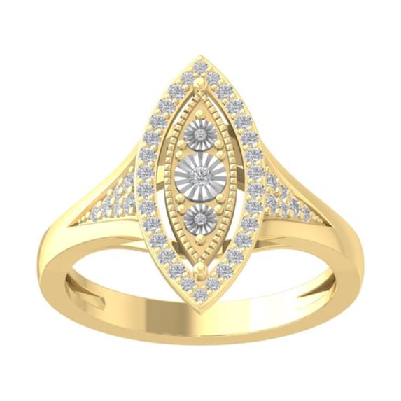 ARAIYA FINE JEWELRY 14K Yellow Gold Round-shape Diamond Miracle Plate Ring (1/4 cttw, I2-I3 Clarity, I-J Color) Size 8