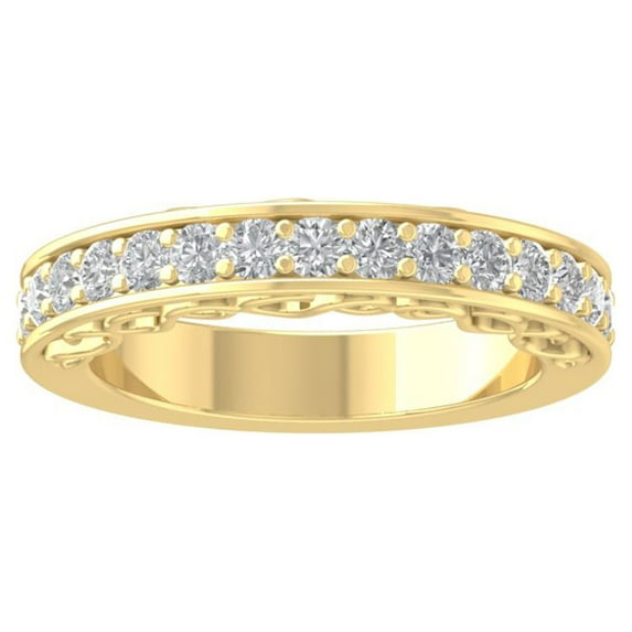 ARAIYA FINE JEWELRY 14K Yellow Gold Round-shape Diamond Wedding Band Ring (1/2 cttw, I2-I3 Clarity, I-J Color) Size 6.5