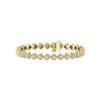 ARAIYA FINE JEWELRY 14K Yellow Gold Round-shape Lab-Grown Diamond Cluster Bracelet ( 1 1/2 cttw, D-F Color, VS1 Clarity) 7 Inch
