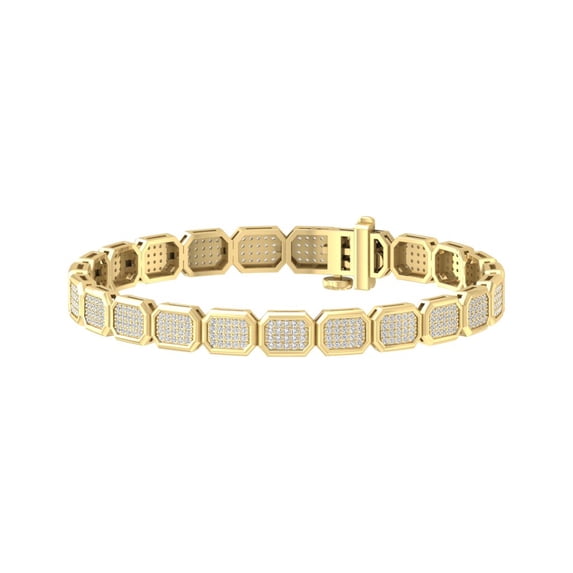 Araiya Fine Jewelry 14K Yellow Gold Round-Shape Lab Grown Diamond Cluster Bracelet (2 cttw, D-F Color and VS1 Clarity) 7 inch