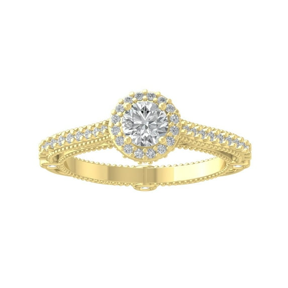 ARAIYA FINE JEWELRY 14K Yellow Gold Round-shape Lab Grown Diamond Engagement Ring (1 cttw, VS Clarity, D-F Color) Size 8.5