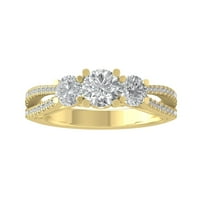 ARAIYA FINE JEWELRY 14K Yellow Gold Round-shape Lab Grown Diamond Three Stone Ring (1 2/5 cttw, VS Clarity, D-F Color) Size 10