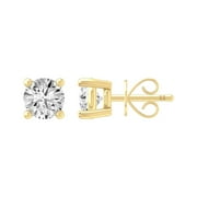 ARAIYA FINE JEWELRY 14K Yellow Gold Round-shape Natural Diamond Solitaire Stud Earrings (1/5 cttw, I2-I3 Clarity, I-J Color)