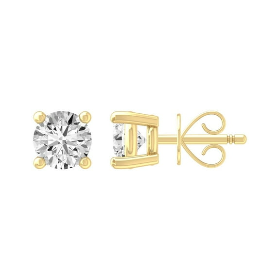 ARAIYA FINE JEWELRY 14K Yellow Gold Round-shape Natural Diamond Solitaire Stud Earrings (1/5 cttw, I2-I3 Clarity, I-J Color)