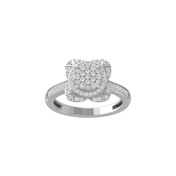 ARAIYA FINE JEWELRY 14k White Gold Cluster Diamond Engagement Ring (1/2 cttw, I-J Color, I2-I3 Clarity) Size 8.5