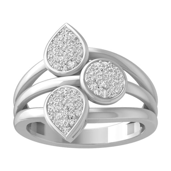 ARAIYA FINE JEWELRY 14k White Gold Cluster Diamond Wedding Band Ring (1/3 cttw, I-J Color, I2-I3 Clarity) Size 10