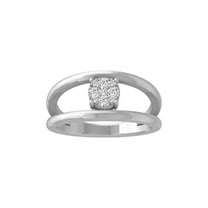 ARAIYA FINE JEWELRY 14k White Gold Cluster Diamond Wedding Band Ring (1/5 cttw, I-J Color, I2-I3 Clarity) Size 8