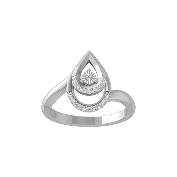 ARAIYA FINE JEWELRY 14k White Gold Diamond Cluster Band Ring (1/10 cttw, I-J Color, I2-I3 Clarity) Size 7