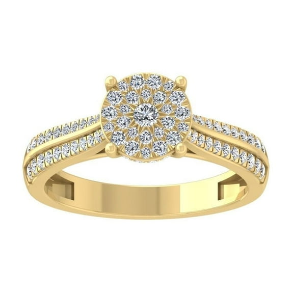 ARAIYA FINE JEWELRY 14k Yellow Gold Cluster Diamond Engagement Ring (1/2 cttw, I-J Color, I2-I3 Clarity) Size 7.5