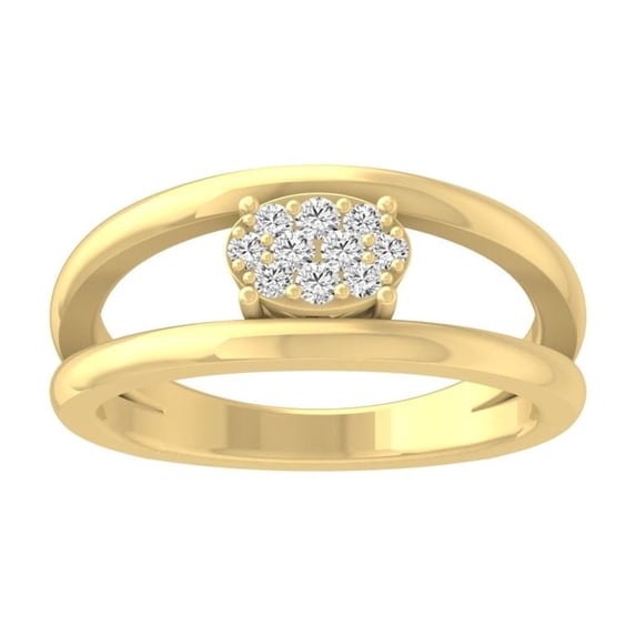 ARAIYA FINE JEWELRY 14k Yellow Gold Cluster Diamond Wedding Band Ring (1/5 cttw, I-J Color, I2-I3 Clarity) Size 5