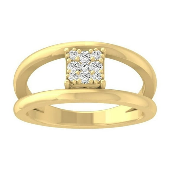 ARAIYA FINE JEWELRY 14k Yellow Gold Cluster Diamond Wedding Band Ring (1/5 cttw, I-J Color, I2-I3 Clarity) Size 9