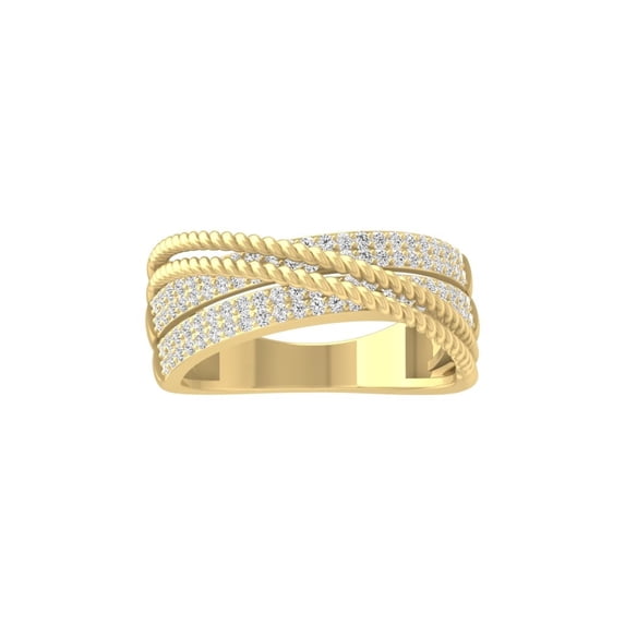 ARAIYA FINE JEWELRY 14k Yellow Gold Diamond Wedding Anniversary Band Ring (1/2 cttw, I-J Color, I2-I3 Clarity) Size 7