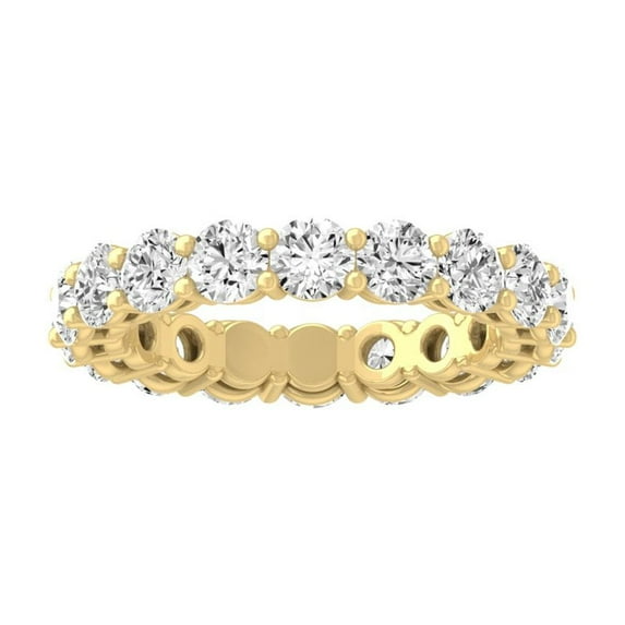 ARAIYA FINE JEWELRY 5 CT.T.W Lab Grown Round Diamond Eternity Band Ring | 14K Yellow Gold Wedding Anniversary Band Ring Size 7.5 | D-E Color and VS Clarity