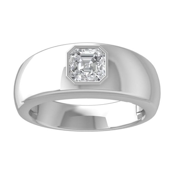 ARAIYA FINE JEWELRY 925 Sterling Silver Asscher-shape Lab Grown Diamond Fashion Ring (1 cttw, VS Clarity, D-F Color) Size 7