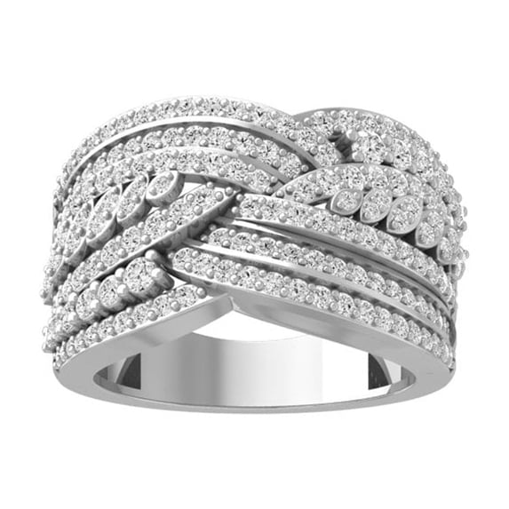 ARAIYA FINE JEWELRY 925 Sterling Silver Diamond Wedding Anniversary Band Ring (1 1/6 cttw, I-J Color, I2-I3 Clarity) Size 6.5