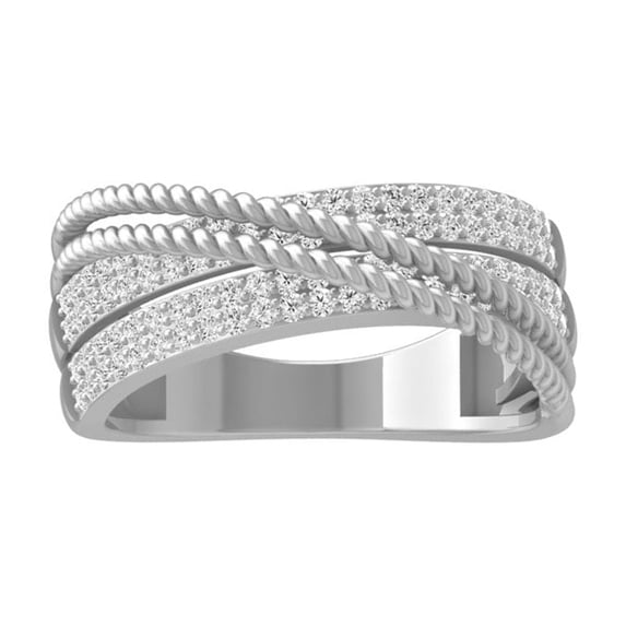 ARAIYA FINE JEWELRY 925 Sterling Silver Diamond Wedding Anniversary Band Ring (1/2 cttw, I-J Color, I2-I3 Clarity) Size 7