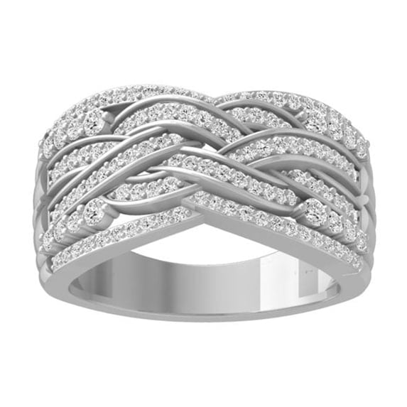 ARAIYA FINE JEWELRY 925 Sterling Silver Diamond Wedding Anniversary Band Ring (5/8 cttw, I-J Color, I2-I3 Clarity) Size 5