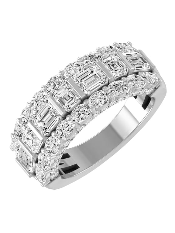 FINE JEWELRY 925 Sterling Silver Lab Grown Diamond Wedding Band Ring (3 cttw, D-F Color, VS1 Clarity) Size 5.5