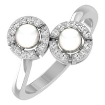 ARAIYA FINE JEWELRY 925 Sterling Silver Lab Grown Diamond and Pearl Halo Promise Ring (1/6 cttw, D-F Color, VS1 Clarity) Size 6.5