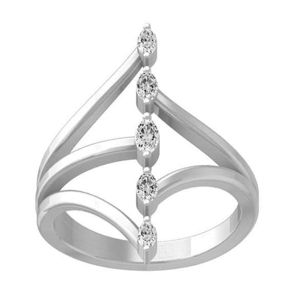 ARAIYA FINE JEWELRY 925 Sterling Silver Marquise Diamond Fashion Anniversary Band Ring(1/4 cttw, I-J Color, I1 Clarity) Size 9