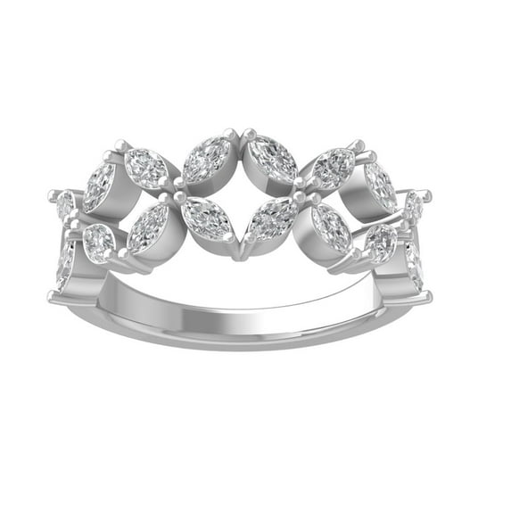 ARAIYA FINE JEWELRY 925 Sterling Silver Marquise shape Diamond Fashion Ring (1 cttw, I2-I3 Clarity, I-J Color) Size 6