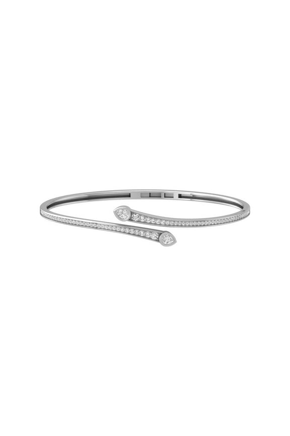 FINE JEWELRY 925 Sterling Silver Pear and Round Shape Lab Grown Diamond Fashion Bangle Bracelet (1 cttw, D-F Color, VS1 Clarity) 7 inch