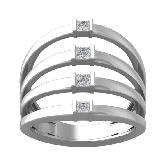 ARAIYA FINE JEWELRY 925 Sterling Silver Princess-shape Diamond Fashion Ring (1/3 cttw, I2-I3 Clarity, I-J Color) Size 9