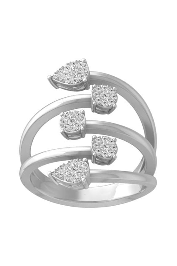 FINE JEWELRY 925 Sterling Silver Round Diamond Composite Cluster Engagement Ring(1/4 cttw, I-J Color, I2-I3 Clarity) Size 8