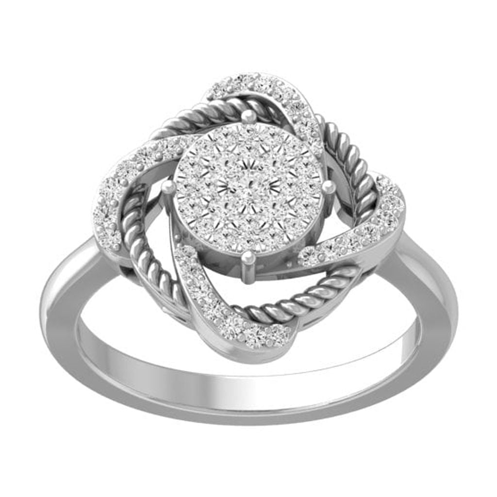 Sterling Silver Three Stone Diamond Ring - Round Cut, 0.02 Cttw, Fashion Jewelry