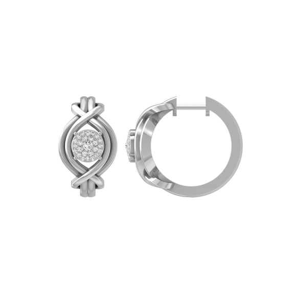 ARAIYA FINE JEWELRY 925 Sterling Silver Round-Shape Diamond Cluster Hoop Earrings (1/3 Cttw, I-J Color, I2-I3 Clarity)