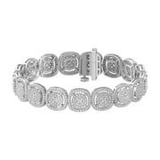 ARAIYA FINE JEWELRY 925 Sterling Silver Round Shape Diamond Composite and Cluster Bracelet (5 Cttw, I-J Color, I2-I3 Clarity) 7 inch