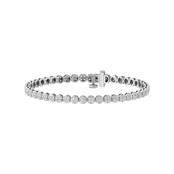 ARAIYA FINE JEWELRY 925 Sterling Silver Round Shape Diamond Tennis Bracelet (3 Cttw, I-J Color, I2-I3 Clarity) 7 inch