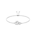 thumbnail image 1 of ARAIYA FINE JEWELRY 925 Sterling Silver Round Shape Diamond Two Heart Bolo Bracelet (1/3 Cttw, I-J Color, I2-I3 Clarity) 9 inch, 1 of 6