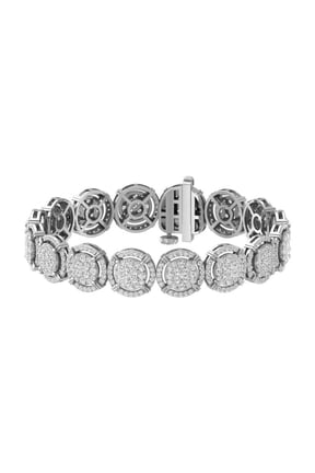 FINE JEWELRY 925 Sterling Silver Round Shape Lab Grown Diamond Composite and Cluster Bracelet (5 cttw, D-F Color, VS1 Clarity) 7 inch