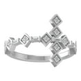 thumbnail image 1 of ARAIYA FINE JEWELRY 925 Sterling Silver Round and baguette shape Diamond Cross Ring (1/8 cttw, I2-I3 Clarity, I-J Color) Size 9.5, 1 of 5