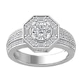 thumbnail image 1 of ARAIYA FINE JEWELRY 925 Sterling Silver Round and baguette shape Lab Grown Diamond Engagement Ring (1 1/2 cttw, VS Clarity, D-F Color) Size 5, 1 of 5