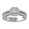 thumbnail image 1 of ARAIYA FINE JEWELRY 925 Sterling Silver Round and baguette shape Lab Grown Diamond Engagement Ring (3/4 cttw, VS Clarity, D-F Color) Size 9.5, 1 of 5