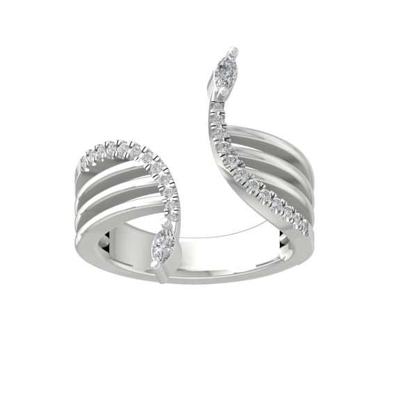 ARAIYA FINE JEWELRY 925 Sterling Silver Round and marquise-shape Diamond Fashion Ring (1/3 cttw, I2-I3 Clarity, I-J Color) Size 8.5