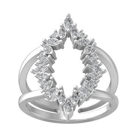 ARAIYA FINE JEWELRY 925 Sterling Silver Round and marquise-shape Diamond Fashion Ring (3/4 cttw, I2-I3 Clarity, I-J Color) Size 10