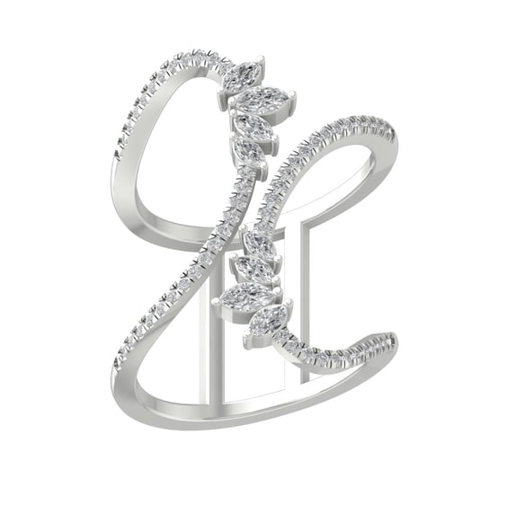 ARAIYA FINE JEWELRY 925 Sterling Silver Round and marquise-shape Diamond Fashion Ring (3/4 cttw, I2-I3 Clarity, I-J Color) Size 9.5